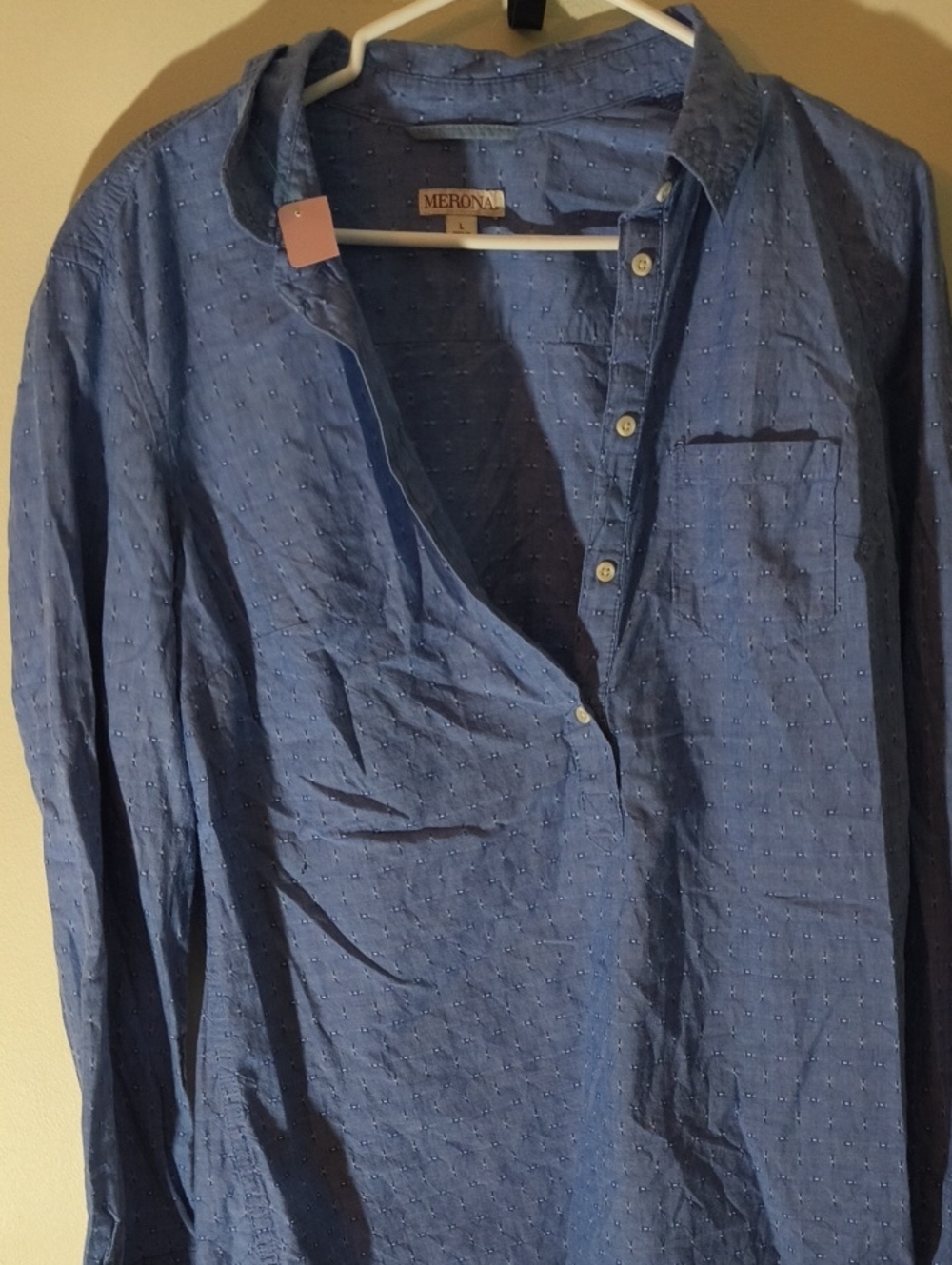 Merona Navy Blue Long-Sleeve Button-Front Shirt